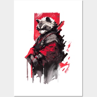 Raccoon samurai warrior Posters and Art